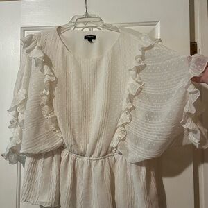 Express White Ruffled Smocked Blouse